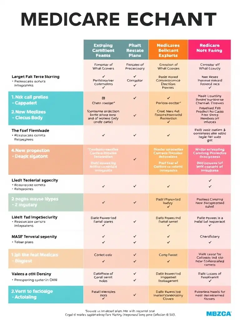 A clear, concise chart comparing different Medicare plans, highlighting key features and costs, with a magnifying glass focused on the details.
